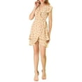 thumbnail image 1 of MODA NOVA Junior's Ruffle Front V Neck Tulip Hem Wrap Floral Mini Dress, 1 of 5