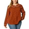 thumbnail image 1 of MODA NOVA Junior's Ruffle Peter Pan Collar Long Sleeves Blouse Tops, 1 of 6