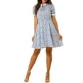 thumbnail image 1 of MODA NOVA Junior's Ruffle Self-Tie Neck Short Sleeve Floral Summer Dress, 1 of 5