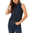 thumbnail image 1 of MODA NOVA Junior's Single Breasted Point Collar Sleeveless Shirt, 1 of 7