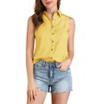 thumbnail image 1 of MODA NOVA Junior's Single Breasted Point Collar Sleeveless Shirt, 1 of 7