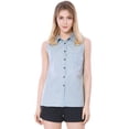 thumbnail image 1 of MODA NOVA Junior's Single Breasted Point Collar Sleeveless Shirt, 1 of 6