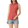 thumbnail image 1 of MODA NOVA Junior's Single Breasted Point Collar Sleeveless Shirt, 1 of 7