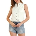thumbnail image 1 of MODA NOVA Junior's Single Breasted Point Collar Sleeveless Shirt, 1 of 6