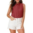 thumbnail image 1 of MODA NOVA Junior's Single Breasted Point Collar Sleeveless Shirt, 1 of 7