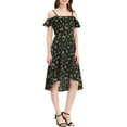 thumbnail image 1 of MODA NOVA Junior's Spaghatti Straps Ruffled Asymmetrical Midi Dress, 1 of 7