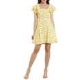 thumbnail image 1 of MODA NOVA Junior's Square Neck Ruffled Sleeve Pleated Front A-Line Dress, 1 of 5