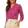 thumbnail image 1 of MODA NOVA Junior's Stand Collar Long Sleeve Metallic Dots Stars Blouse Hot Pink XL, 1 of 5