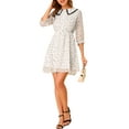 thumbnail image 1 of MODA NOVA Junior's Stars Dots Button Turn Down Collar 3/4 Sleeve Dress, 1 of 6
