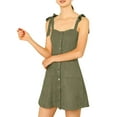 thumbnail image 1 of MODA NOVA Junior's Strap Button Down Faux Suede a-Line Mini Overall Dress, 1 of 6