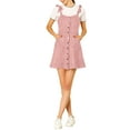 thumbnail image 1 of MODA NOVA Junior's Strap Button Down Faux Suede a-Line Mini Overall Dress, 1 of 6