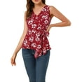 thumbnail image 1 of MODA NOVA Junior's Striped Sleeveless V Neck Wrap Tie Waist Top, 1 of 7