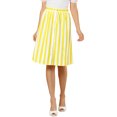 thumbnail image 1 of MODA NOVA Junior's Stripes Button Front Elastic Back A Line Midi Skirt, 1 of 6