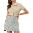 thumbnail image 1 of MODA NOVA Junior's Sweet Peter Pan Collar Button Down Blouse Beige S, 1 of 6
