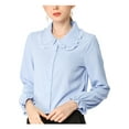 thumbnail image 1 of MODA NOVA Junior's Sweet Ruffle Peter Pan Collar Button Up Shirt Light Blue XXL, 1 of 6