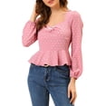thumbnail image 1 of MODA NOVA Junior's Sweetheart Neck Ruffle Hem Heart Pattern Tops Pink 2XL, 1 of 5