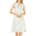 thumbnail image 1 of MODA NOVA Junior's V Neck Abstract Print Sleeveless Swing Sun Dress, 1 of 5
