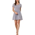 thumbnail image 1 of MODA NOVA Junior's V Neck Short Sleeve Button Floral Flowy a Line Dress Purple XL, 1 of 6