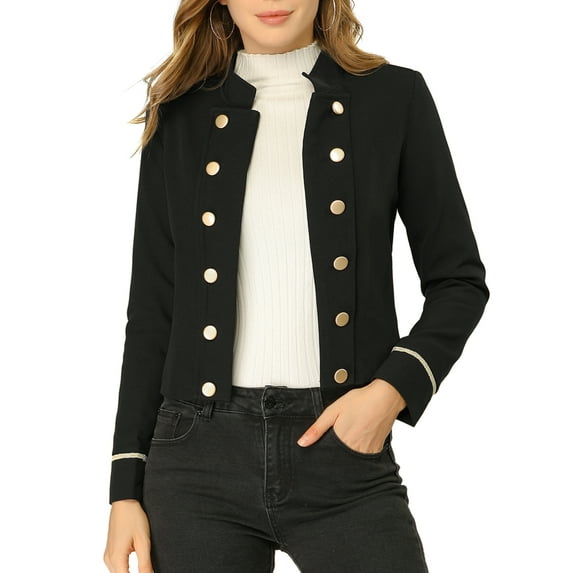 MODA NOVA Juniors 1960 Vintage Steampunk Open Front Button Decor Casual Jacket Black S