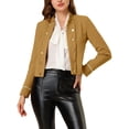 thumbnail image 1 of MODA NOVA Juniors 1960 Vintage Steampunk Open Front Button Decor Casual Jacket Khaki L, 1 of 6