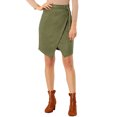 thumbnail image 1 of INSPIRE CHIC Women's A-Line Front Slit Knee Length Wrap Faux Suede Skirt, 1 of 7