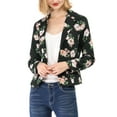 thumbnail image 1 of MODA NOVA Juniors Allover Long Sleeve Notched Lapel Open Front Blazer, 1 of 7