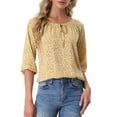thumbnail image 1 of MODA NOVA Juniors Blouse Floral Print 3/4 Raglan Sleeve Round Neck Tops Yellow S, 1 of 6