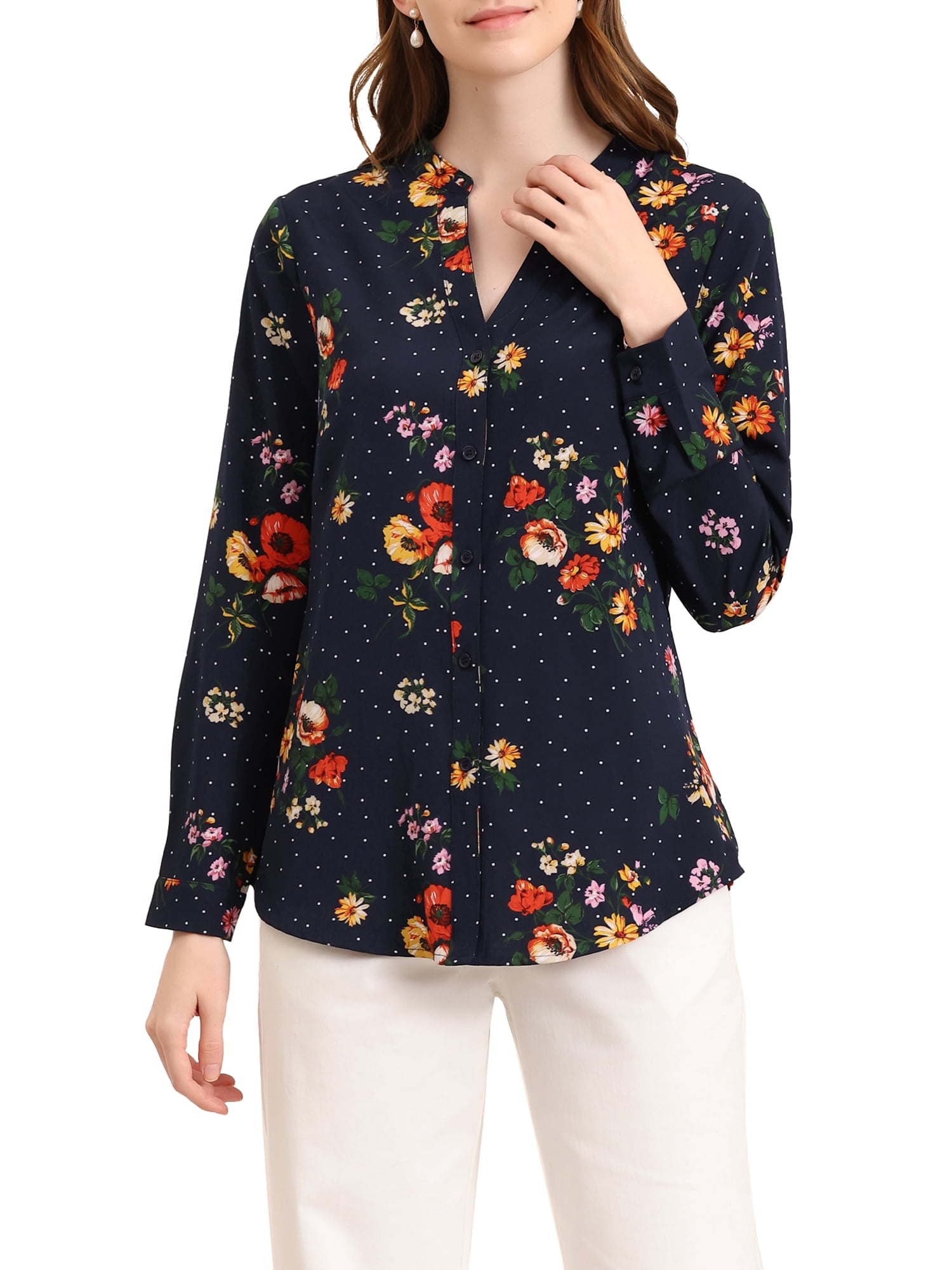 Chemisier Manches Longues Old Navy - Imprimé Floral, Rayonne, Taille M
