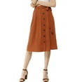 thumbnail image 1 of MODA NOVA Juniors Button Front Elastic High Waist Belted Knee Length Skirt Caramel XL, 1 of 7