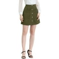 thumbnail image 1 of MODA NOVA Juniors Buttons Front A-Line Short Cargo Casual Skirt Army Green S, 1 of 6