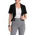 thumbnail image 1 of MODA NOVA Juniors Casual Cardigan Blazer Open Front Notch Lapel Lightweight Short Sleeve Blazer, 1 of 5