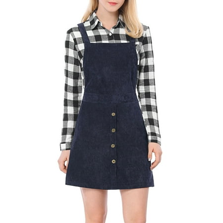 MODA NOVA Juniors Casual Pinafore Dresses Straps A-Line Corduroy Mini Overalls Dress