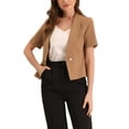 thumbnail image 1 of MODA NOVA Juniors' Casual Shawl Collar Open Front Cardigan for Short Sleeve Suit Blazer, 1 of 4