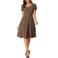 thumbnail image 1 of MODA NOVA Juniors Cherry Printed Sweetheart Neck Puff Sleeves Zipper Smock Midi Dress, 1 of 8