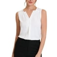 thumbnail image 1 of MODA NOVA Juniors Chiffon V Neck Sleeveless Blouse Tops Office Work Shirts White M, 1 of 6