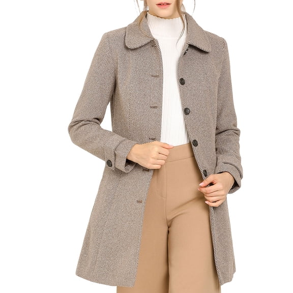 MODA NOVA Juniors Christmas Peter Pan Collar Single Breasted Winter Overcoat