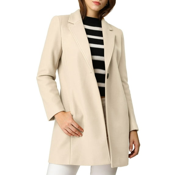 MODA NOVA Juniors Classic Notched Lapel Long Sleeves Long Overcoat