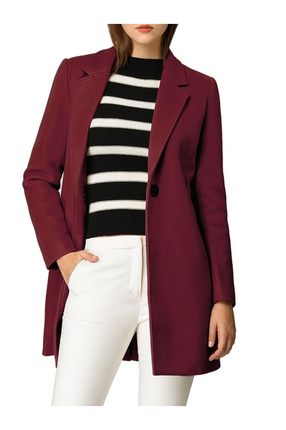 Juniors Classic Notched Lapel Long Sleeves Long Overcoat