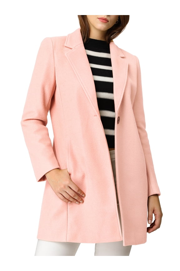 Juniors Classic Notched Lapel Long Sleeves Long Overcoat