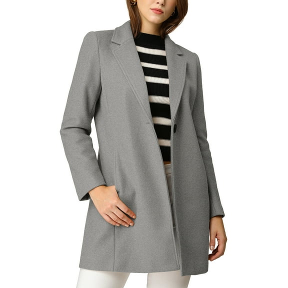 MODA NOVA Juniors Classic Notched Lapel Long Sleeves Long Overcoat
