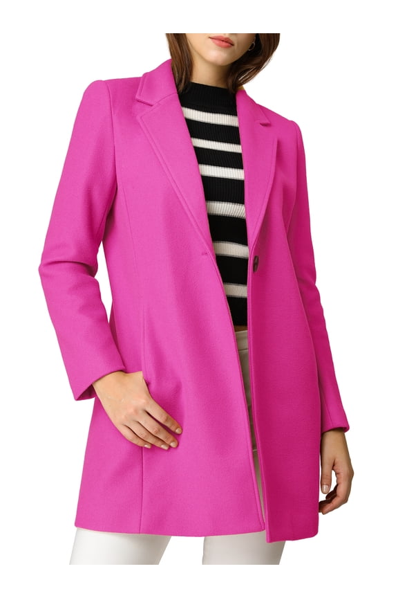 Juniors Classic Notched Lapel Long Sleeves Long Overcoat