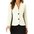 thumbnail image 1 of MODA NOVA Juniors Collarless Long Sleeve Button Contrast Color Business Blazer, 1 of 5