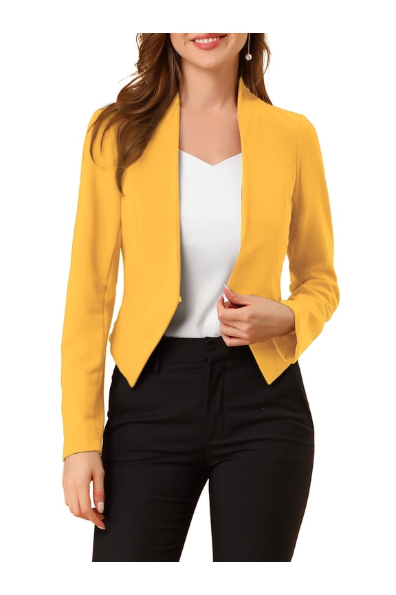 Juniors Collarless Work Office Business Casual Cropped Blazer