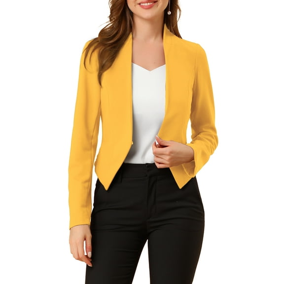 MODA NOVA Juniors Collarless Work Office Business Casual Cropped Blazer