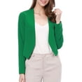 thumbnail image 1 of MODA NOVA Juniors Collarless Work Office Business Casual Cropped Blazer, 1 of 7