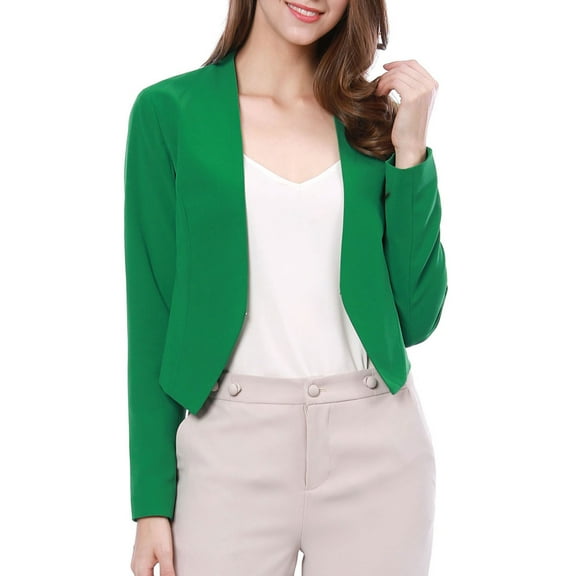 MODA NOVA Juniors Collarless Work Office Business Casual Cropped Blazer