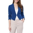 thumbnail image 1 of MODA NOVA Juniors Collarless Work Office Business Casual Cropped Blazer, 1 of 7