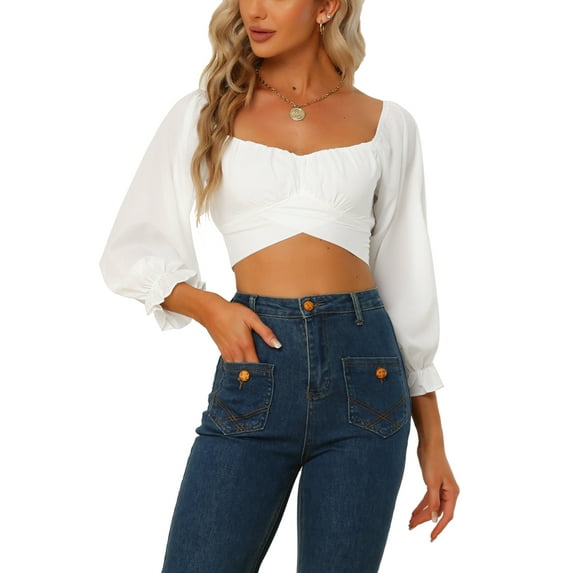 MODA NOVA Juniors Cute Off Shoulder Tie Knot Back Crop Top Blouse