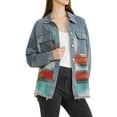 thumbnail image 1 of MODA NOVA Juniors Denim Jacket Lapel Long Sleeve Vintage Shacket Casual Wear S Blue, 1 of 6