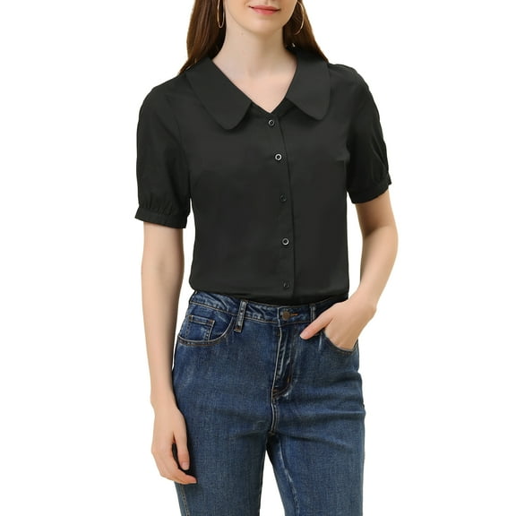 MODA NOVA Juniors Doll Collar Cotton Casual Blouse Shirt